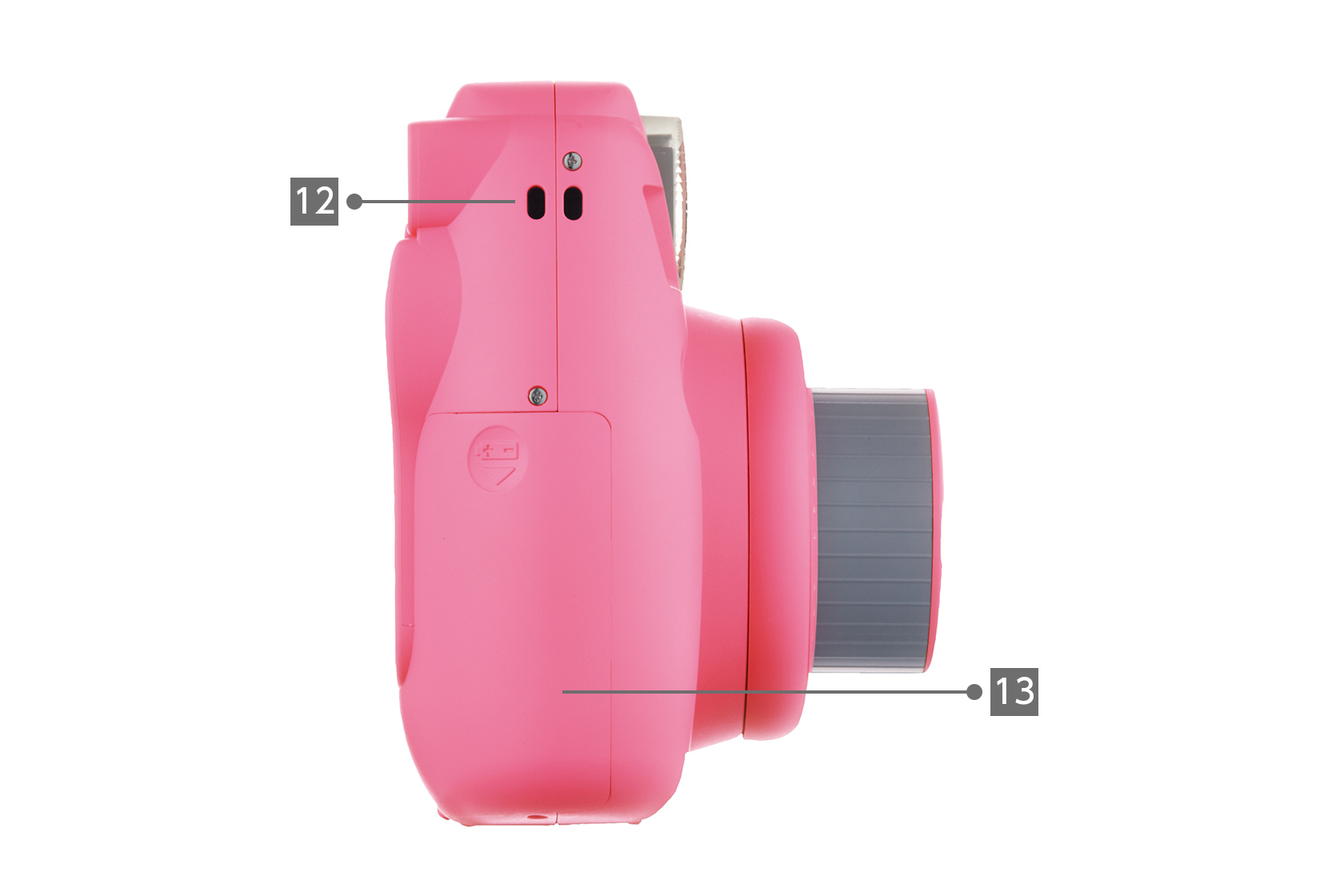 Side of the Flamingo Pink Mini 9 camera